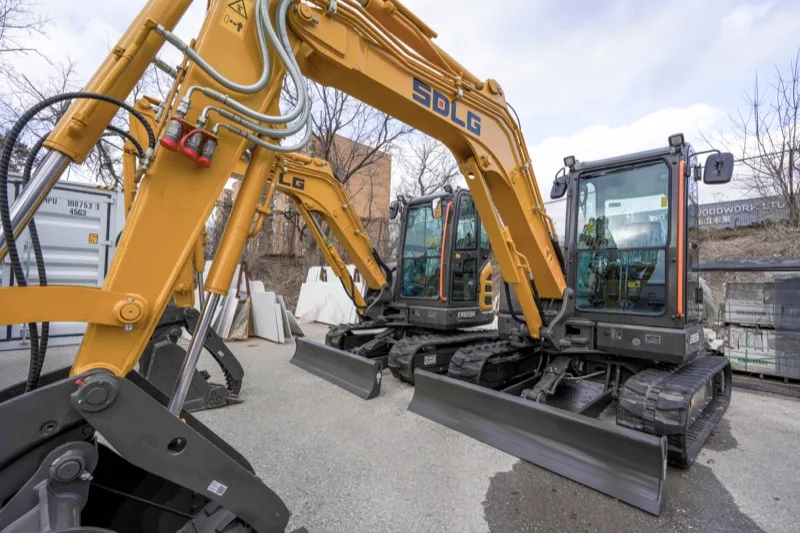 SDLG excavators at the TerraX yard in Toronto